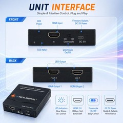 HDMI Splitter 1 in 2 Out 4K 60Hz HDR10 Dolby Vision HDCP2.3 2.2 JTECH-4KSP2