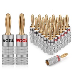 WG009 Banana Plugs Audio Jack Connector, 24k Gold Dual Screw Lock Speaker Con…