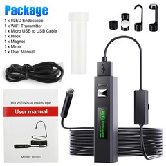 8LED WiFi Snake Borescope Endoscope 8mm Inspection Camera for iPhone Android iOS