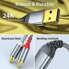 USB to RCA Audio Cable (6.6FT), 2.0 Male 2 Stereo Audio…