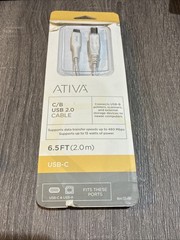 NEW & SEALED! ATIVA C/B USB 2.0 Cable 6.5 FT (2.0m) USB-C Printer 725-……….