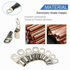 140/240X Battery Cable Lug Tinnrd Copper Ring Crimp Terminals Wire Connector Kit