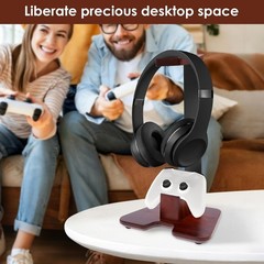 Universal Headphone Stand Aluminum Alloy Desk Wood Controller Holder for Gaming