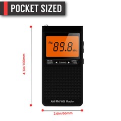 Emergency Pocket AM FM NOAA Weather Band Radio Auto-Search Receiver LCD Screen
