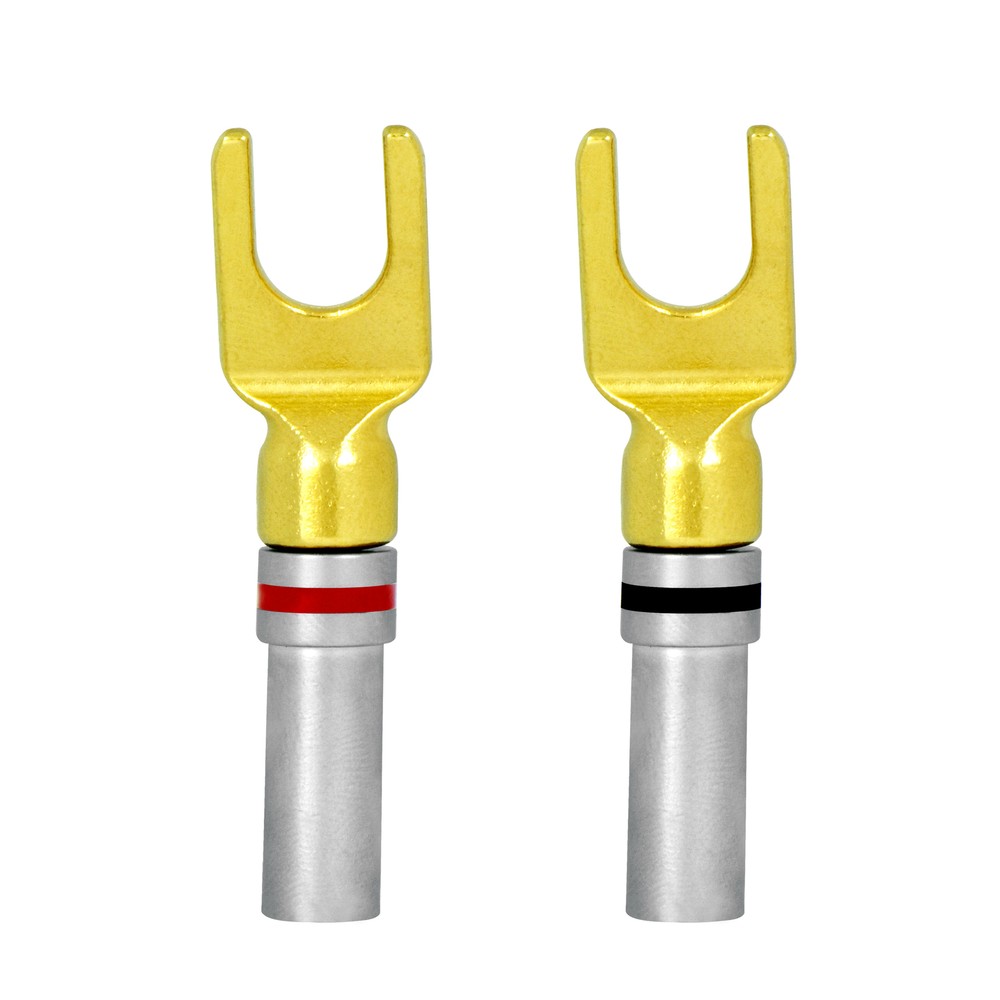 1 Pair 24k Gold Plated Screw Spade Banana Plug Connector 4mm Speaker Wire Cable