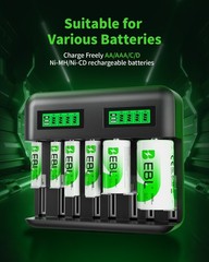 EBL C D Size Batteries Rechargeable ，Optional LCD Charger for C &D cell Battery