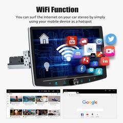 10.1” Single 1Din Android 15 Carplay Rotatable 4+64GB Car Stereo Radio GPS Navi
