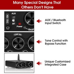 200-Watt Bluetooth 5.0 Stereo Audio 2 Channel Amplifier Hi-Fi Speaker Power Amp