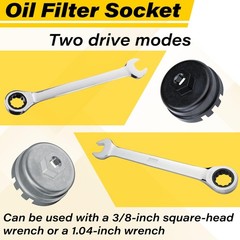Oil Filter Wrench, 64.5 mm 14 Flute Removal Tool, Compatible Black