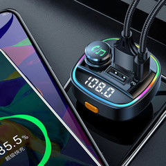 Bluetooth 5.0 Car Wireless FM Transmitter Adapter USB PD Charger AUX Hands LOT