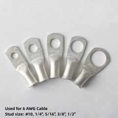 Tinned Copper 1 to 4/0AWG Cable Lug Ring Battery Terminals Wire Crimp Connectors