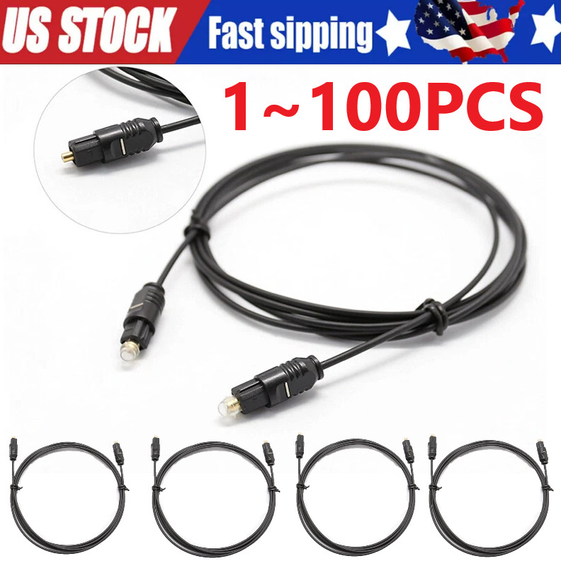 6FT Digital Fiber Optic Audio Cable Cord Optical TosLink for TV DVD AMP USA Lot