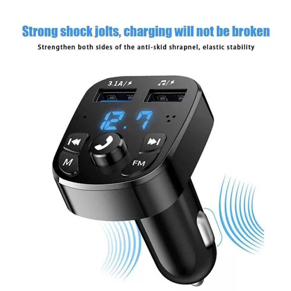 Bluetooth 5.0 Car Wireless FM Transmitter Adapter For 2USB PD Charger AUX