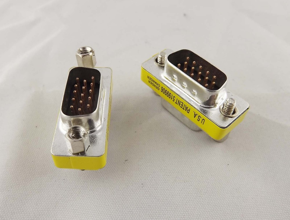 10x VGA/SVGA 15 Pin DB15 Male To Male D-SUB 3 Rows Mini Gender Changer Adapter