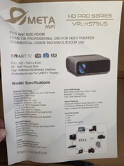 NEW Meta HIFI HD Pro Series Smart Projector + Titan 72” Screen – Wi-Fi / HDMI