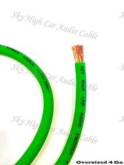 25 ‘ ft 4 Gauge AWG LIME GREEN Power Ground Wire Sky High Car Audio GA feet