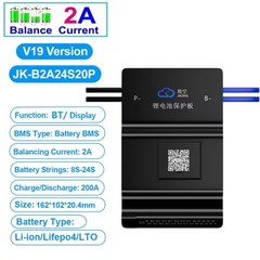 JK Smart BMS 8-24S 200A Lifepo4 Li-Ion Battery w/2A Active Balance RS485 LCD Lot