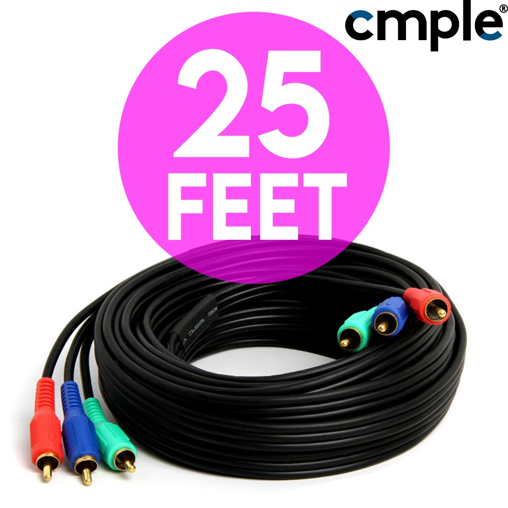 3 RCA Component Cable Video YPbPr Coaxial RCA Cord Gold RGB HDTV DVD VCR LOT