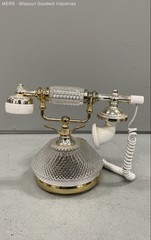 Vintage Columbia CR-34G Crystal Dial Telephone Push Button Gold Tone Desk Phone
