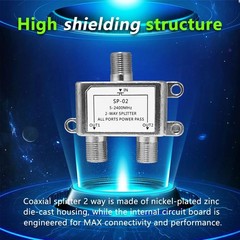 Coaxial Cable Splitter 2 Way, Coax Support 5-2400MHz, Digital Silver
