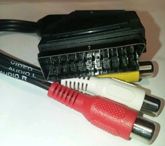 SCART male to 3 RCA Composite Audio Video female 8″ long adapter, 21Pin to 3 RCA