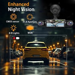 360° 4 Channel 1080P HD Car Dash Cam Front and Rear Inside Left Right + Camera