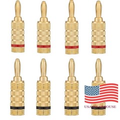 8PCS 24k Gold Plated Speaker Banana Plugs-Closed Screw Type HIFI audio Cable