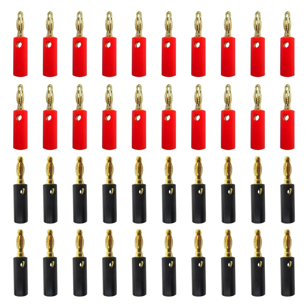 40PCS 4mm Gold Plated Banana Plugs Audio Jack Speaker Wire Cable Screw Connector