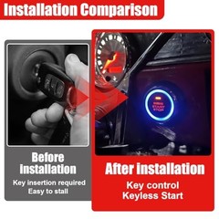 Car Push Engine Start Button Kit, DC12V Automotive Keyless Go System Black