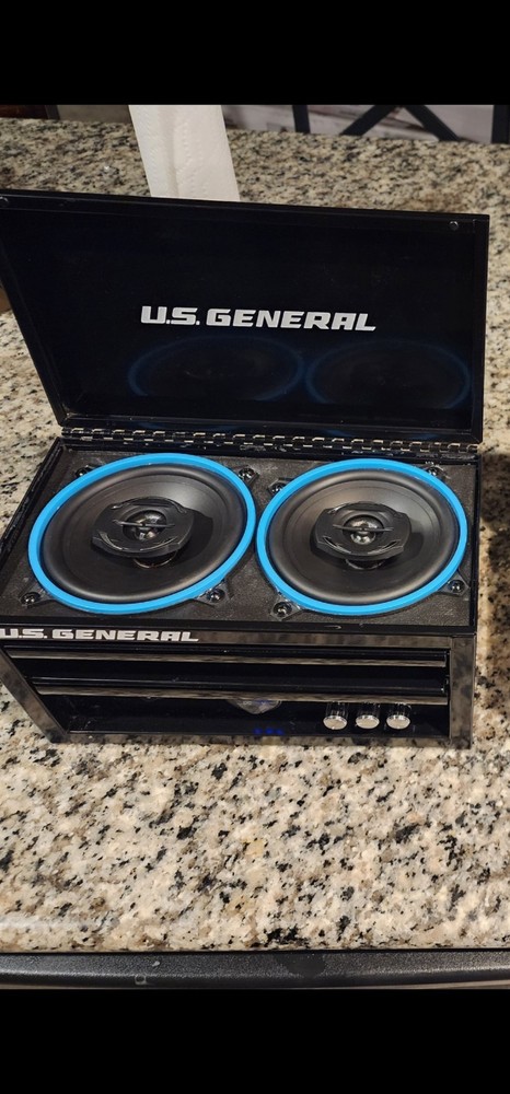 U.S. General Bluetooth Portable Tool Box Style Speaker, Black/Blue