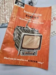 Vintage Singer Model TV-6U Mini Portable Television with Case & Some Accessories