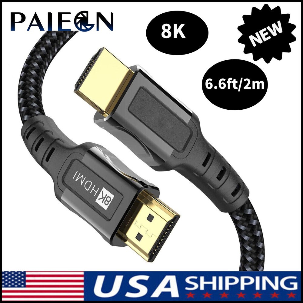 Braided 8K HDMI 2.1 Cable 2M 48Gbps 3D Ultra HD 1440P For PS5 PS4 Xbox TV Box PC