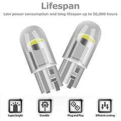 20X T10 194 168 W5W 2825 COB LED License Plate Interior Light Bulbs 6000K White