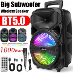 8” 1000W Portable FM Bluetooth Speaker Subwoofer Heavy Bass Sound System Party