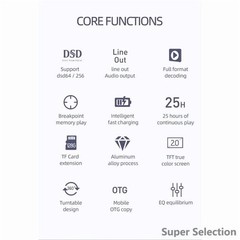 HiFi Lossless MP3 Player 20H Playback 2.0″ Screen Supports FLAC DSD