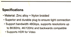 Llano 8K HDMI High Speed 10 ft. Cable Ultra HD Double Screen Display Open Box FS