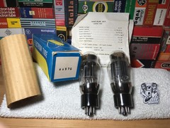 2x NOS BlackPlate DualDisc 6AS7G/6H13C ~ Vintage CokeBottle Reflektor PowerTubes