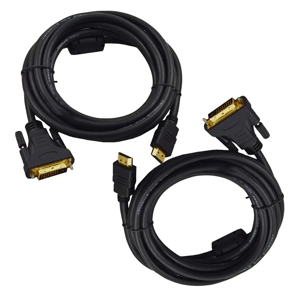Premium 14ft HDMI Male to DVI Male Gold Adapter Cable HDTV 1080p LED LCD (2/pk)