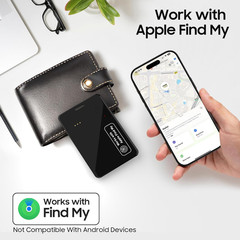 2-Pack Wallet Tracker Card for Apple Find My(iOS Only), Rechargeable Thin Finder
