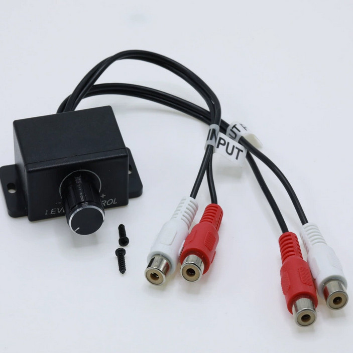 Universal Car Bass Amplifier Remote Level Control Knob Stereo RCA Input & Output