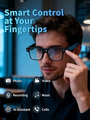 AI Smart Glasses Bluetooth HD Video Recording Voice Assistant for iOS Android