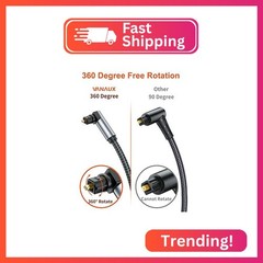 VANAUX Double 90 Degree Optical Cable, SPDIF Audio Optical Cable, 360 Degree Rot