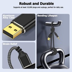 USB to 3.5mm TRS Stereo Audio Cable, 10FT USB A 2.0 to 1/8 inch 3.5mm Male Au…