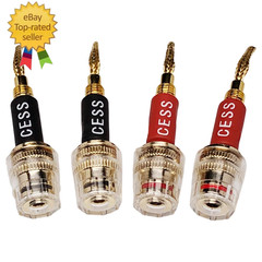 CESS-220 Pin Banana Plug to 4Mm Female Banana Jack/Speaker Wire, 4 Pack (Braided