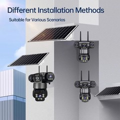 4G SIM 16MP 4 Lens Solar Battery Powered Home Security Camera Outdoor CCTV PTZ