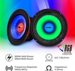 DS18 PRO-X6.4RGB 6.5″ Mid-Range Loudspeaker Dual RGB LED For Cone & Dustcap