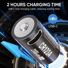 4Pack RCR123 CR123A CR123 Batteries 3V Lithium Li-ion USB Rechargeable w/ Cable