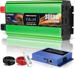 3000 Watt Pure Sine Wave Power Inverter, DC 12V to 110V Inverter with 2 AWG B…