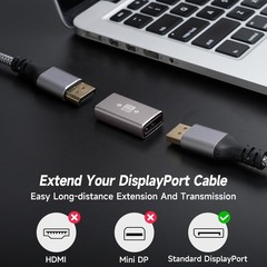 8K DisplayPort Coupler 2 Pack, DP 2 Straight (Female) to