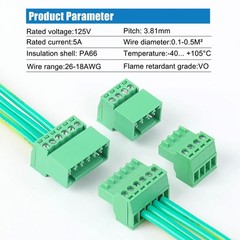 5 Sets 5 Pin 3.81mm Pitch PCB Mount Screw Terminal Block Connector 2816AWG